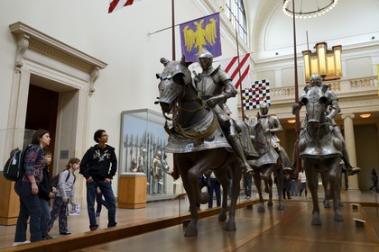 Etats-Unis, New York, Manhattan, East Side, Metropolitan Museum of Art (MET), galerie des armes et armures, le hall principal consacré au Moyen Age