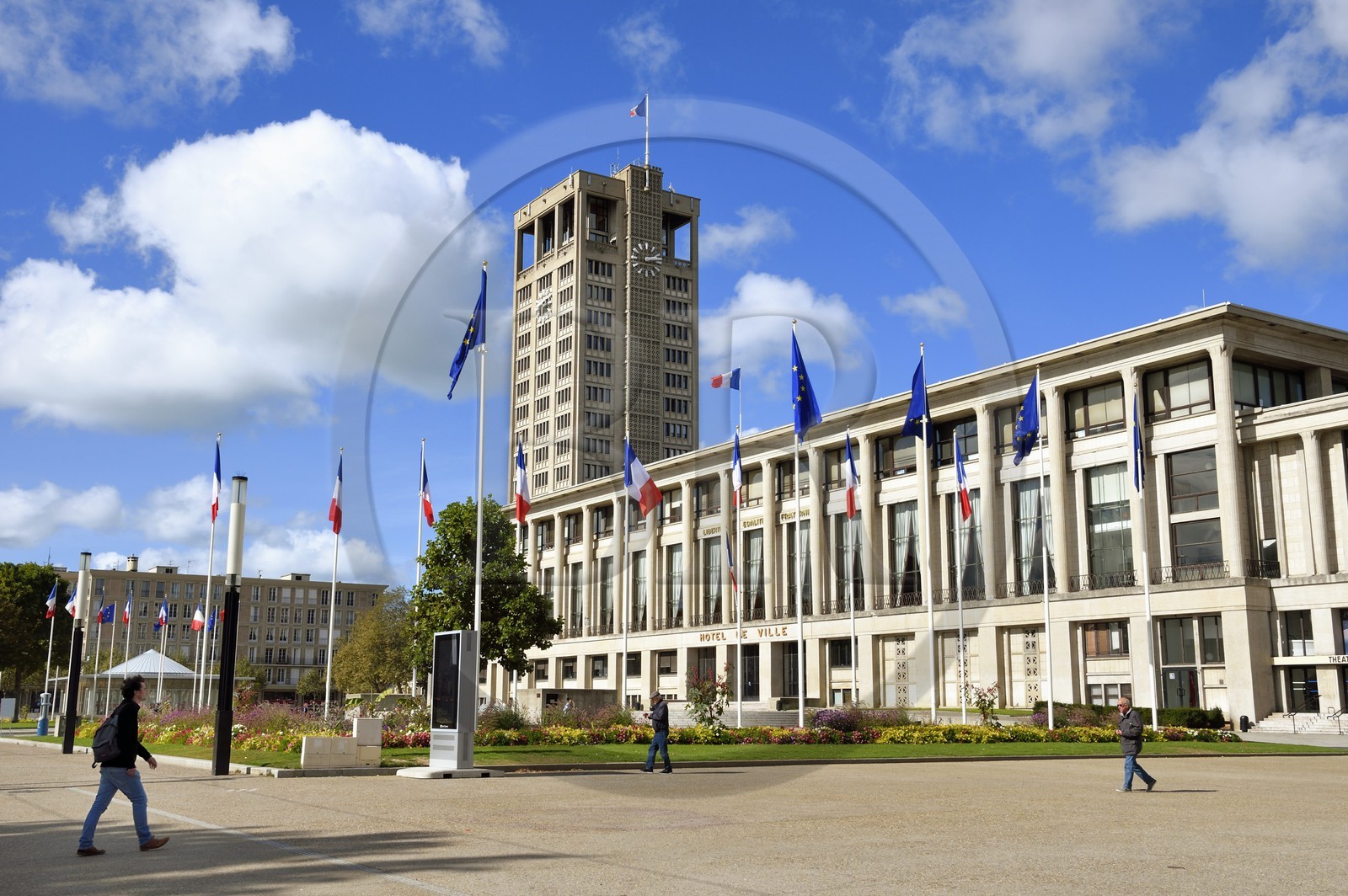 France, Seine-Maritime (76), Le Havre, Centre-ville reconstruit du Havre par Auguste Perret classé Patrimoine Mondial de l'UNESCO, l'Hotel de Ville de Perret (1958)