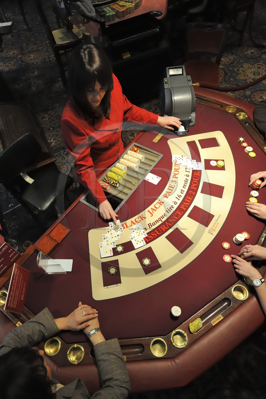 France, Calvados (14), Pays d'Auge, Deauville, le Casino, table de Black Jack
