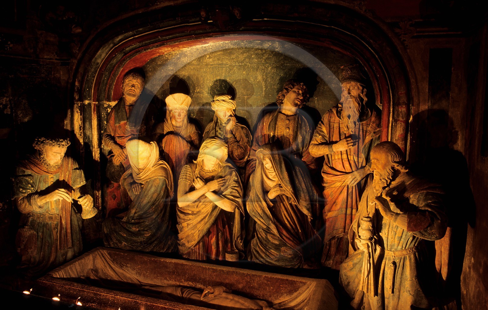 France, Haute-Marne (52), Chaumont, basilique Saint Jean Baptiste, mise au tombeau (1471)