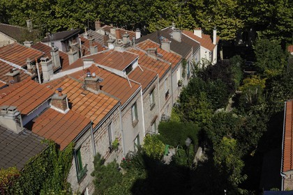 France, Paris (75), 20ème arr, La campagne à Paris du quartier Mouzaïa maisons avec jardins au coeur de la ville