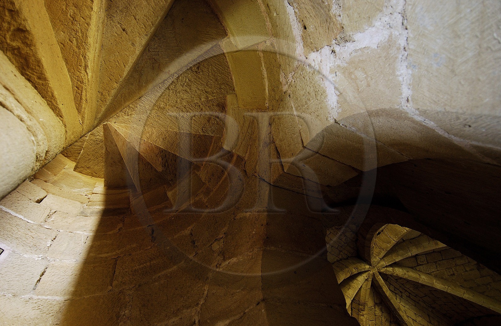 France, Aude (11), escalier du Donjon d'Arques (13 14