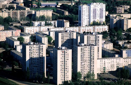 France, Yvelines (78), Parc naturel régional du Vexin français, cités de Mantes-la-Jolie (vue aérienne)