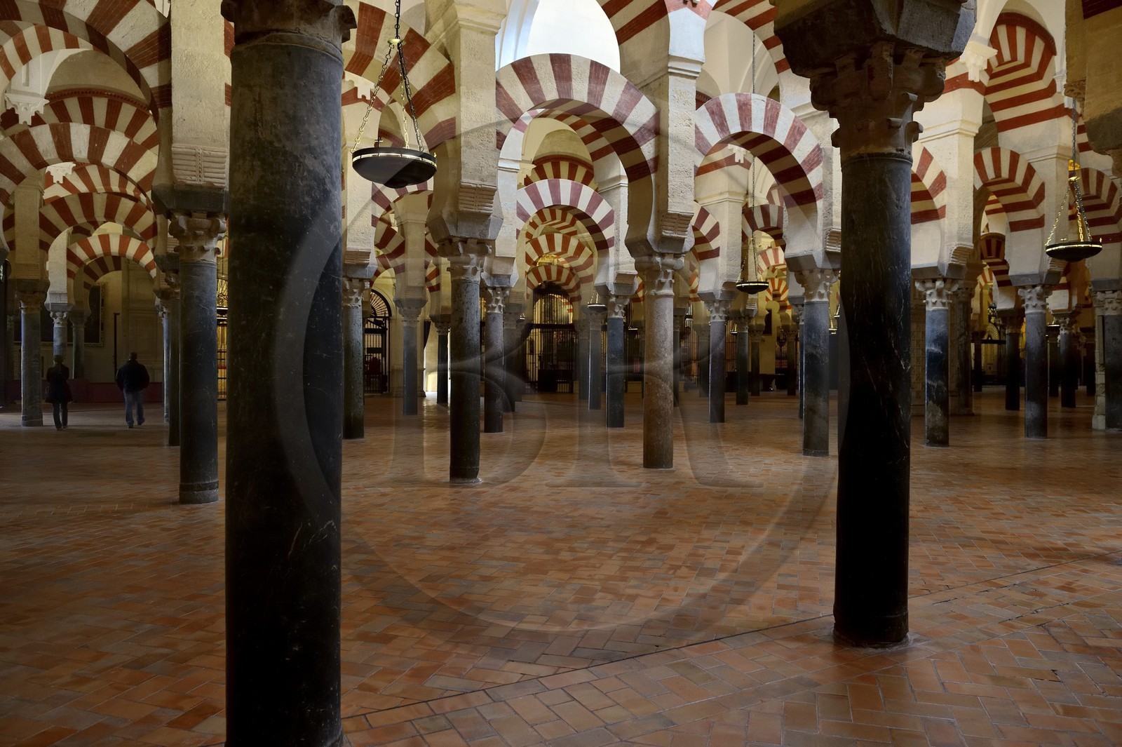 Espagne, Andalousie, Cordoue, centre historique classé Patrimoine Mondial de l'UNESCO, la Mezquita, mosquée-cathédrale, la forêt d'arcs et de colonnades illustre la monumentalité de l'Art omeyyade de Cordoue