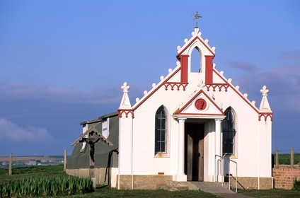 Royaume-Uni, Ecosse, îles Orcades, Mainland à Lamb Holm, the Italien Chapel (la chapelle italienne) datant de la 2ème guerre mondiale