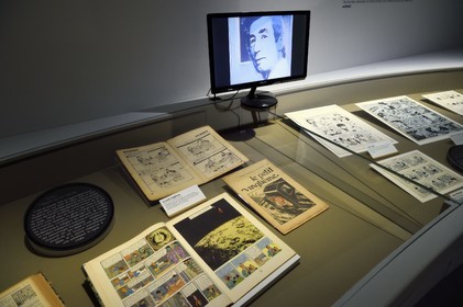 France, Charente (16), Angoulême, Cité internationale de la bande dessinée et de l’image (CIBDI), le musée de la BD dans les anciens chais Magélis, Hergé et les aventures de Tintin dans Le petit vingtième