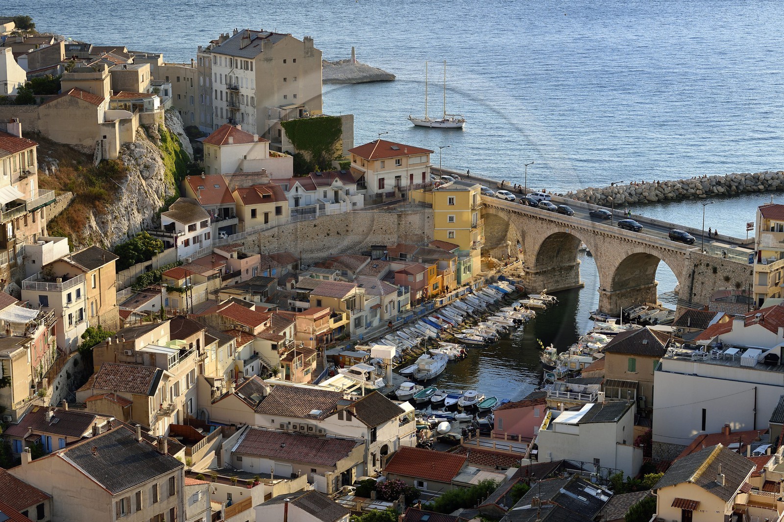 France, Bouches-du-Rhône (13), Marseille, quartier d'Endoume, le Vallon des Auffes