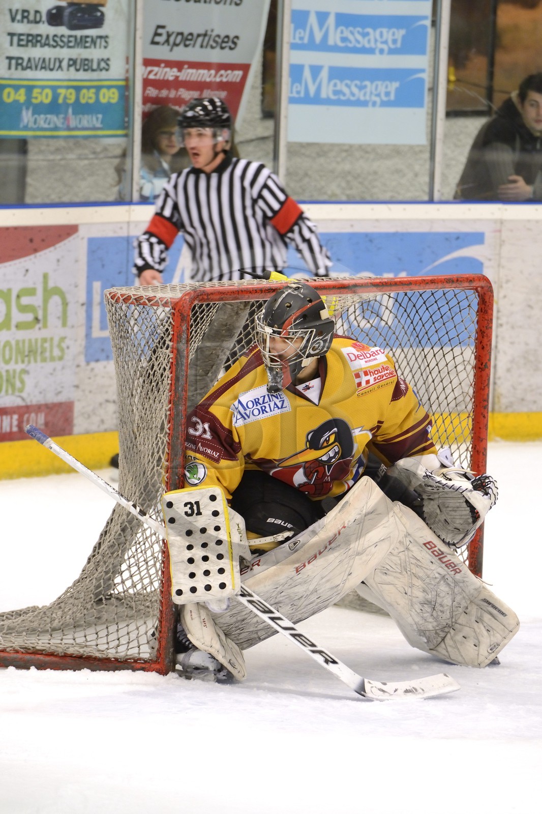 France, Haute-Savoie (74), Morzine, match de hockey sur glace du Hockey Club Morzine-Avoriaz appelé les Pingouins