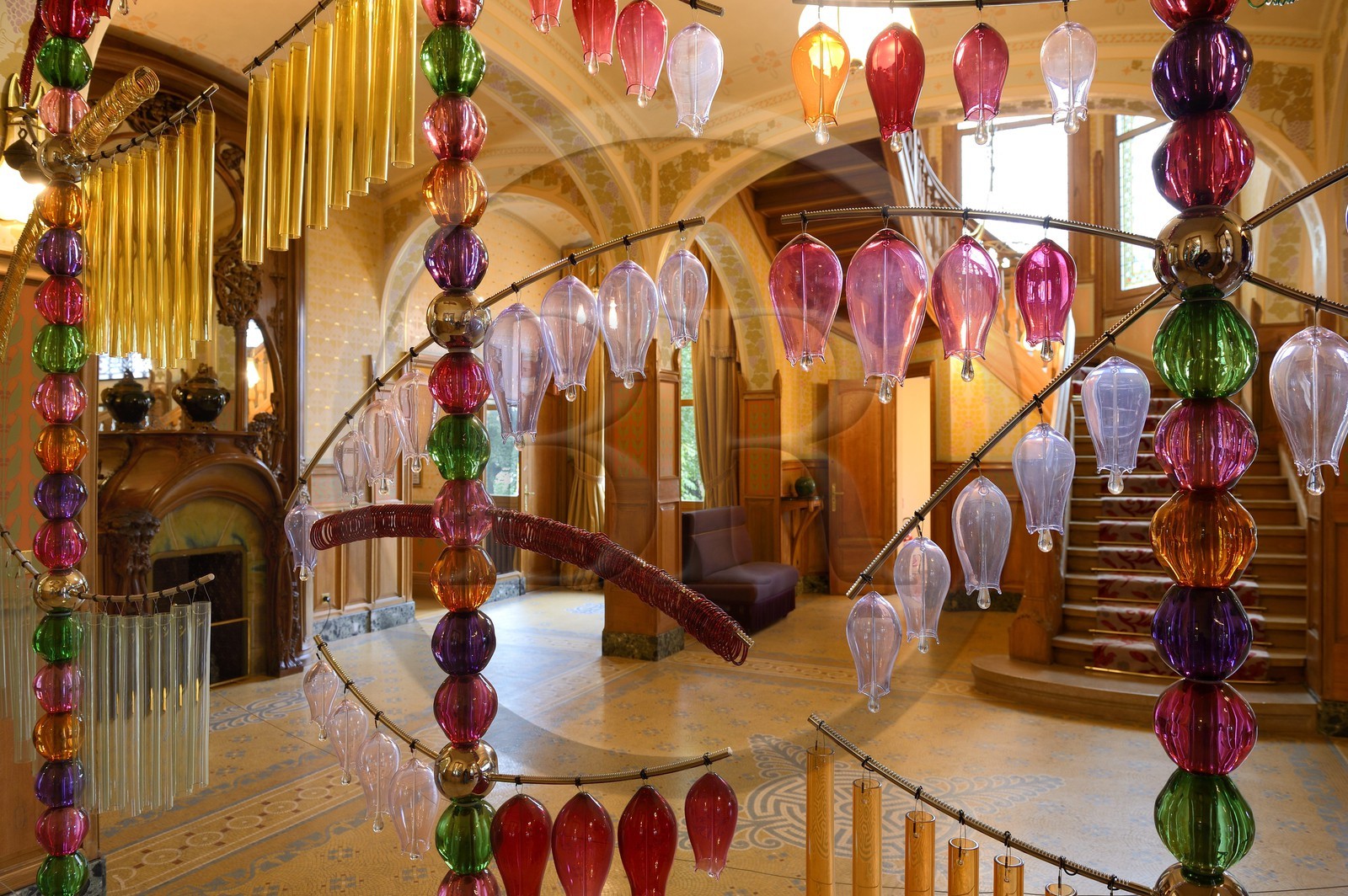 France, Marne (51), Reims, la Villa Demoiselle de style Art Nouveau, sculpture sonore (2011) de Jean-Michel Othoniel