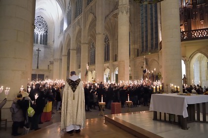 France, Meurthe-et-Moselle (54), Saint-Nicolas-de-Port, basilique de Saint Nicolas, procession aux flambeaux qui est fêtée depuis 1245 à l'occasion de la Saint-Nicolas