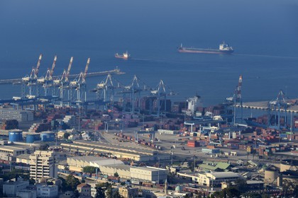 Israel, Haïfa, le centre ville et le port depuis le Mont Carmel