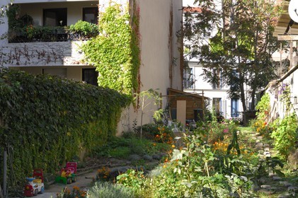 France, Paris (75), passage des Soupirs à Menilmontant, jardin communautaire