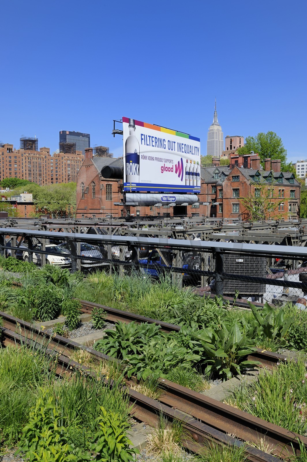Etats-Unis, New York, Manhattan, Meatpacking district (Gansevoort Market), le High Line Park est une ancienne voie-ferrée aérienne partiellement réhabilitée en parc urbain suspendu