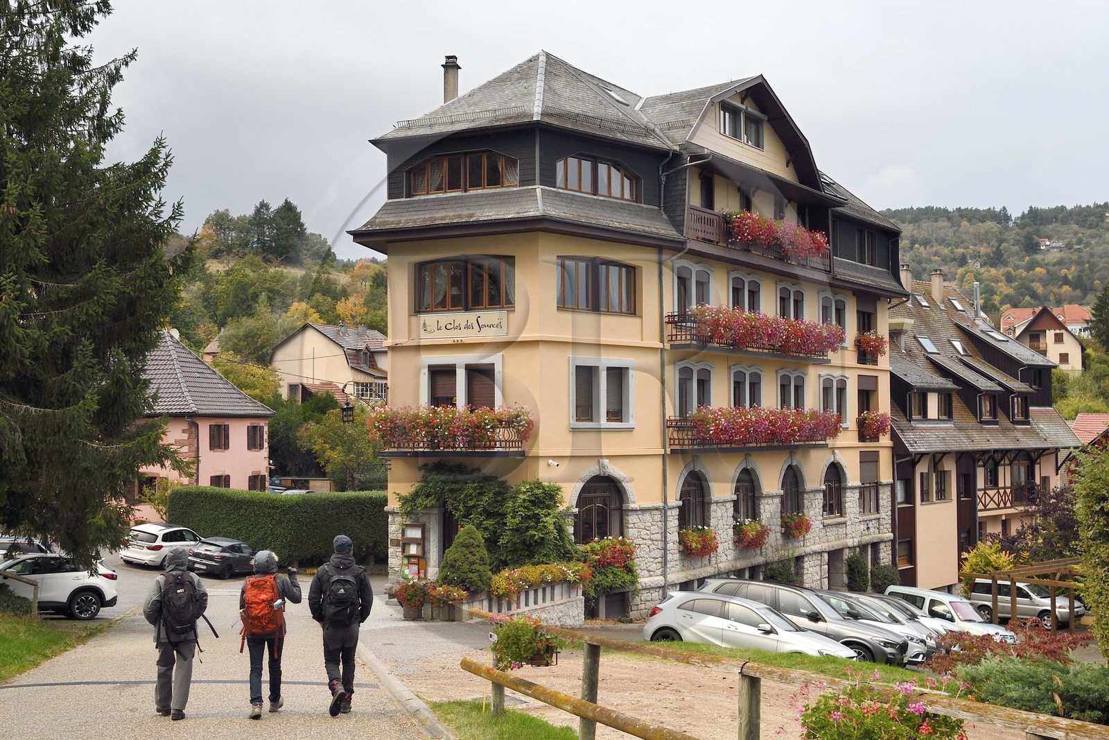 France, Haut-Rhin (68), Thannenkirch, randonnée dans le massif du Taennchel, hotel Le Clos de Sources