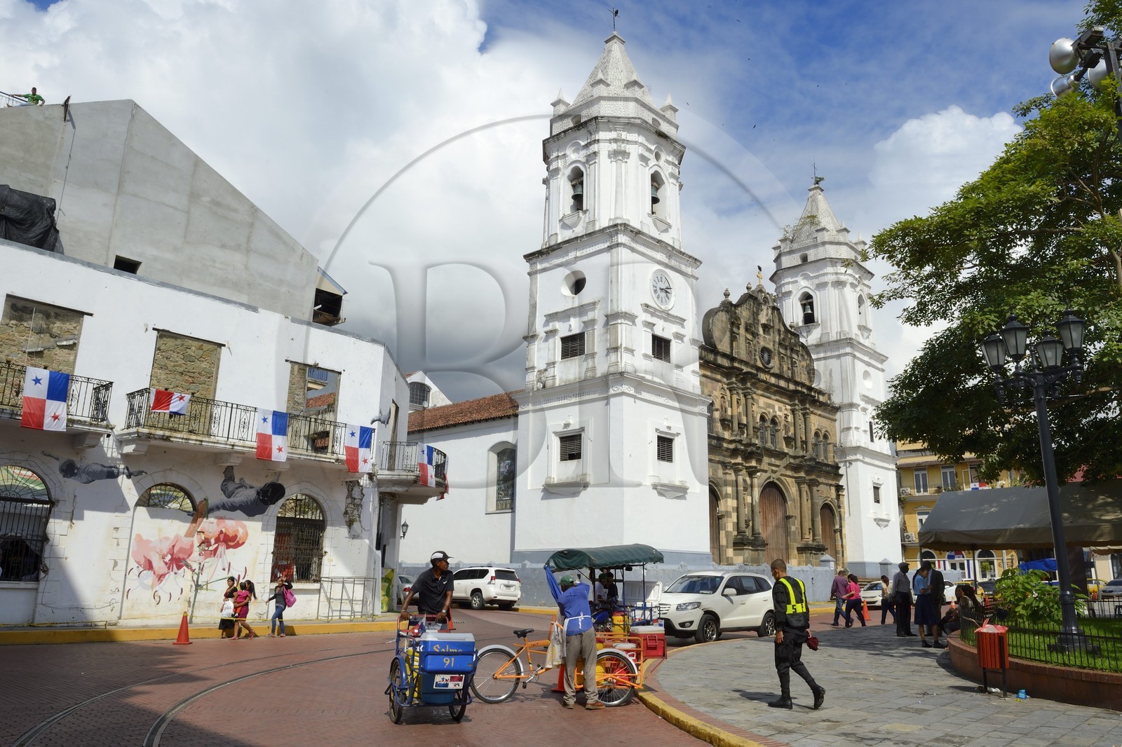 Panama, Panama City, district historique classé Patrimoine Mondial de l'UNESCO, quartier de Casco Antiguo (Viejo), le Barrio San Felipe, la cathédrale du XVIIe siècle