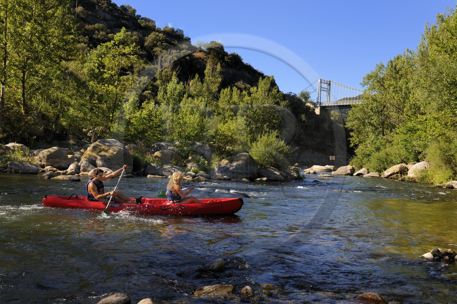 France, Hérault (34), vallée de l' Orb, descente en canoë-kayak de la rivière Orb au moulin de Travassac à Mons la Trivalle