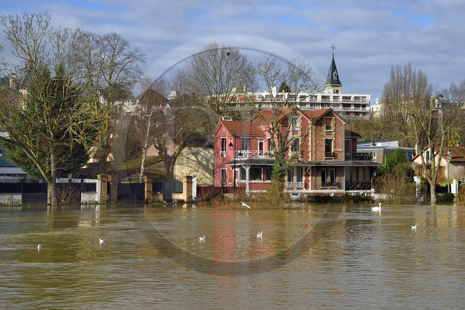 France, Val-de-Marne (94), Le Perreux-sur-Marne, les bords de Marne inondés