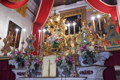 France, Alpes-Maritimes (06), vallée de la Roya (arrière-pays niçois), au pied du parc national du Mercantour, Tende, chapelle de la Miséricorde, chapelle des Pénitents noirs