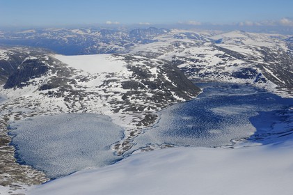 Norvège, Sogn og Fjordane, glacier de Jostedalsbreen et Briksdalbreen (vue aérienne)