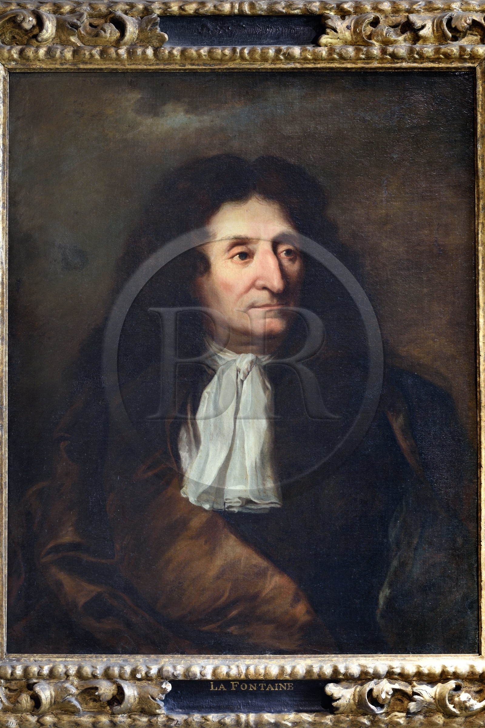 France, Aisne (02), Château-Thierry, Musée Jean de La Fontaine - Ville de Chateau-Thierry, le portrait du poète peint vers 1680 par Hyacinthe Rigaud exposé dans la salle du XVIIème siècle