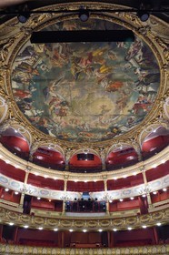 France, Var (83), Toulon, place Victor Hugo, opéra de Toulon, le plafond peint de la grande salle de spectacle