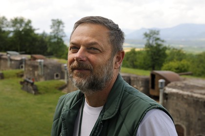 France, Bas-Rhin (67), le Fort de Mutzig, la batterie à boucliers n°1, Bernard Bour responsable du projet de rénovation