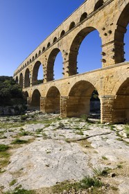 France, Gard (30), le Pont du Gard classé Patrimoine Mondial de l'UNESCO, aqueduc romain qui enjambe le Gardon