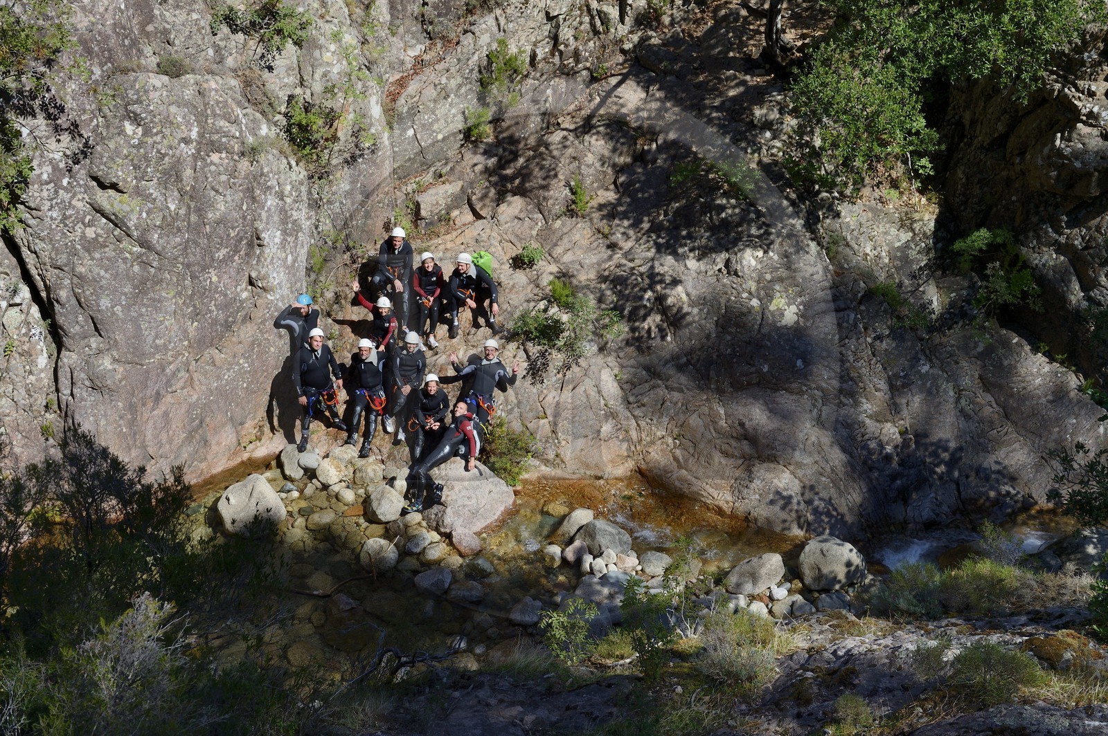 France, Corse-du-Sud (2A), Alta Rocca, Bavella, canyoning dans le torrent de Polischellu