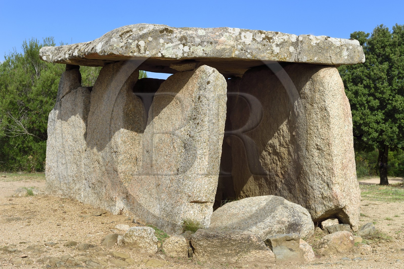 France, Corse-du-Sud (2A), Sartène, site archéologique de Cauria,  dolmen de Fontanaccia