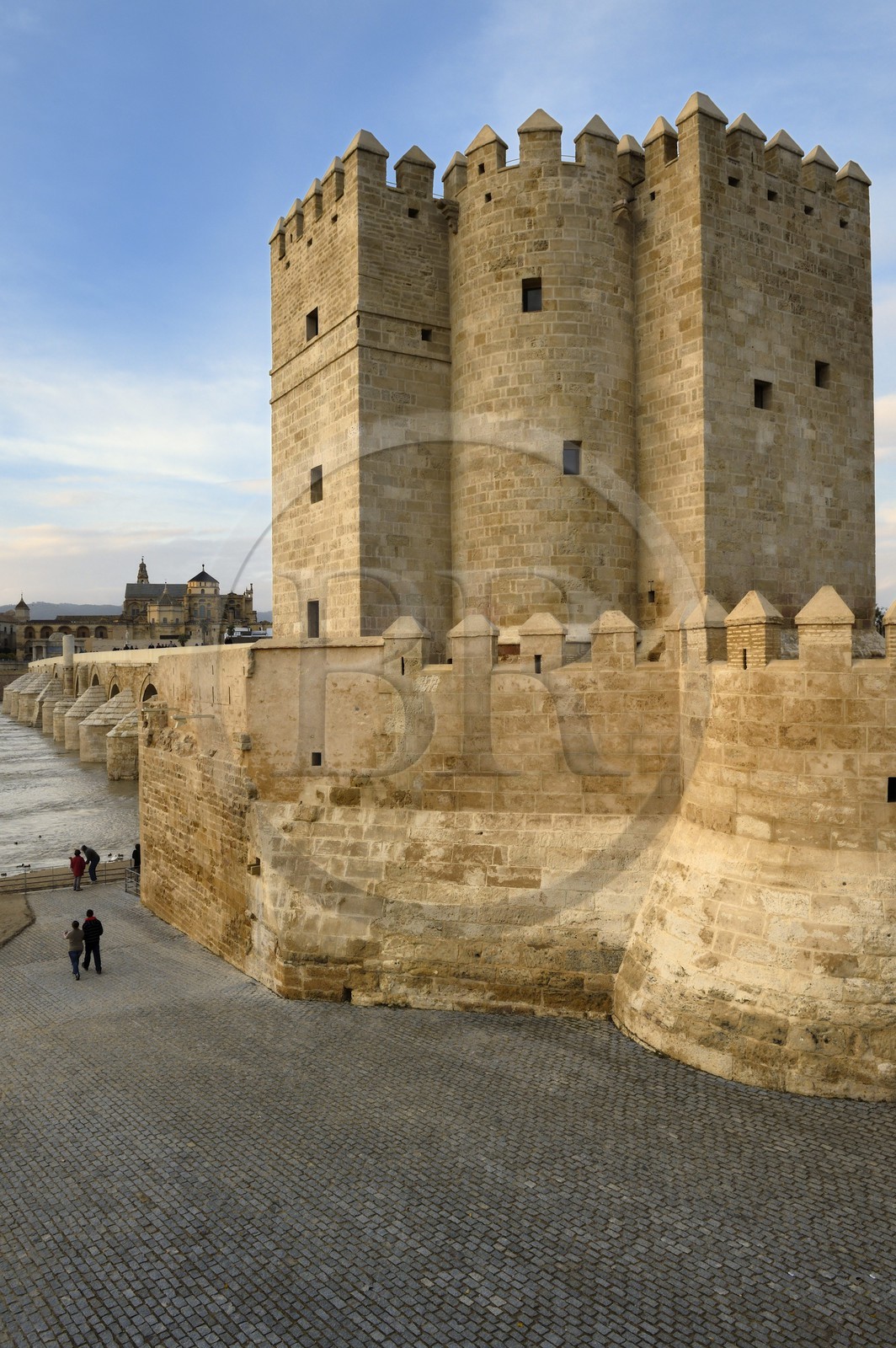 Espagne, Andalousie, Cordoue, centre historique classé Patrimoine Mondial de l'UNESCO, la Tour de la Calahorra, le pont romain sur le Guadalquivir du Ier siècle avant JC et la mosquée cathédrale en arrière plan