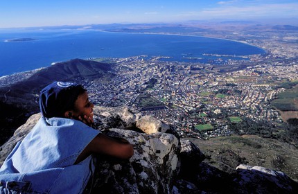 Afrique du Sud, péninsule du Cap, vue de de la ville du Cap depuis la Montagne de la Table