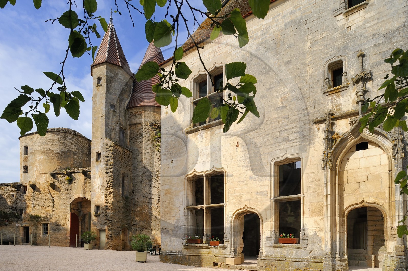 France, Côte d'Or (21), Châteauneuf-en Auxois, labellisé Les Plus Beaux Villages de France, le château, le logis des hôtes en partie ruiné