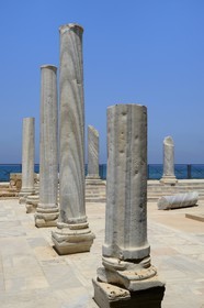 Israël, district d'Haifa, Césarée (Caesarea Maritima), ruines de Césarée, les anciens bains au dessus  de l'hippodrome romain
