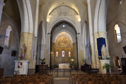 France, Dordogne (24), Périgord Noir, Le Buisson-de-Cadouin, église romane de l'ancienne abbaye cistercienne de Cadouin, étape sur le chemin de Compostelle, site classé Patrimoine Mondial de l'UNESCO