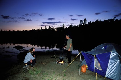 Canada, province de Québec, Réserve faunique de la Vérendrye, Grand Lac Victoria, thé et café au campement