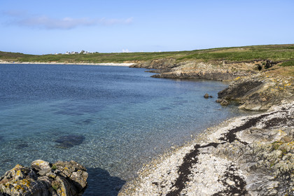 France, Finistère (29), Mer d'Iroise, Ile d'Ouessant, Baie de Lampaul, Porz Goret  sur la cote Sud