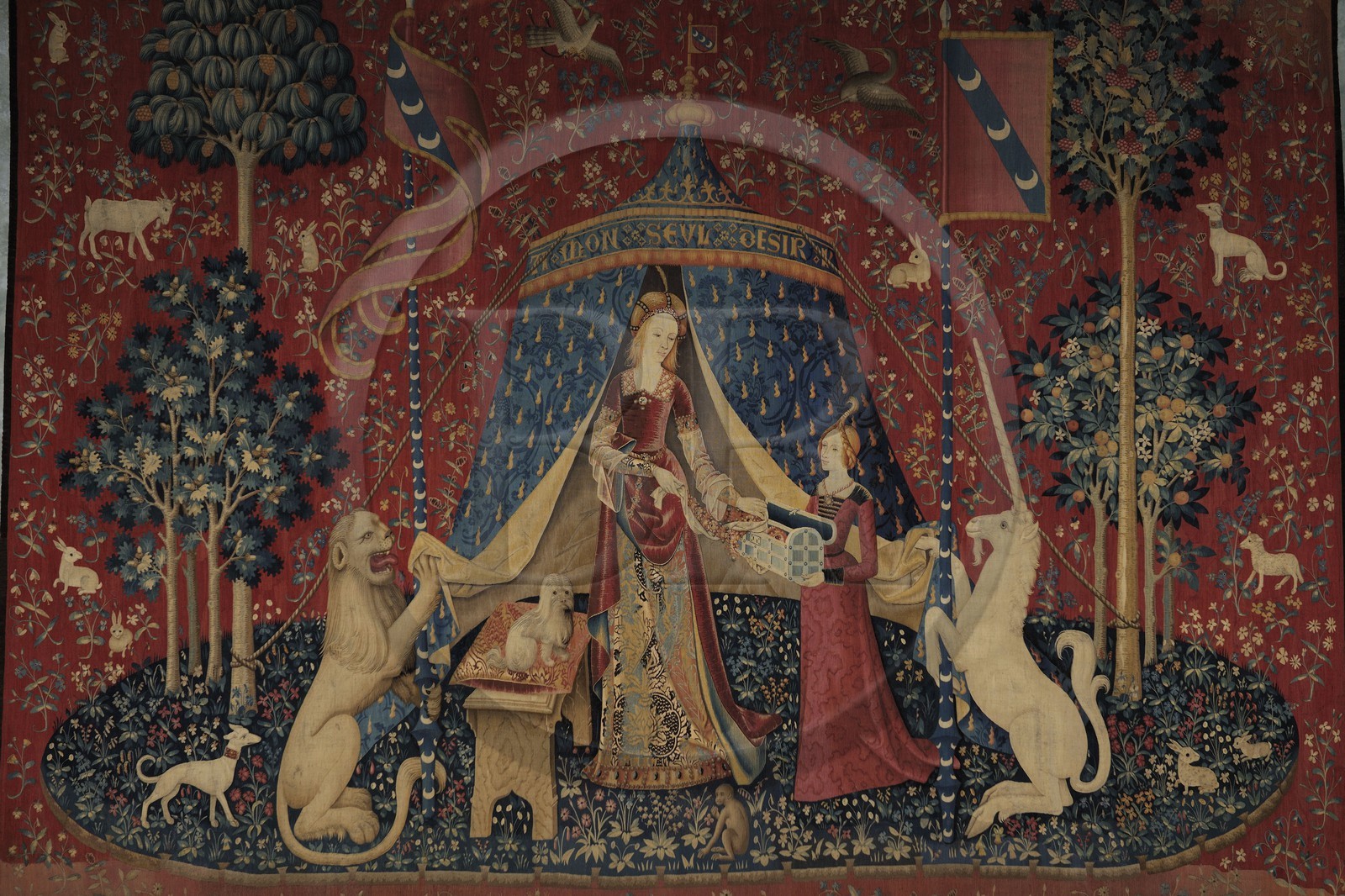 France, Paris (75), musée du Moyen-Age, ancien hôtel de Cluny, La Dame à la licorne est une série de six tapisseries datant de la fin du 15ème siècle