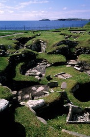 Royaume-Uni, Ecosse, les Shetland, sud du Mainland vers Sumburgh, site préhistorique de Jarlshof