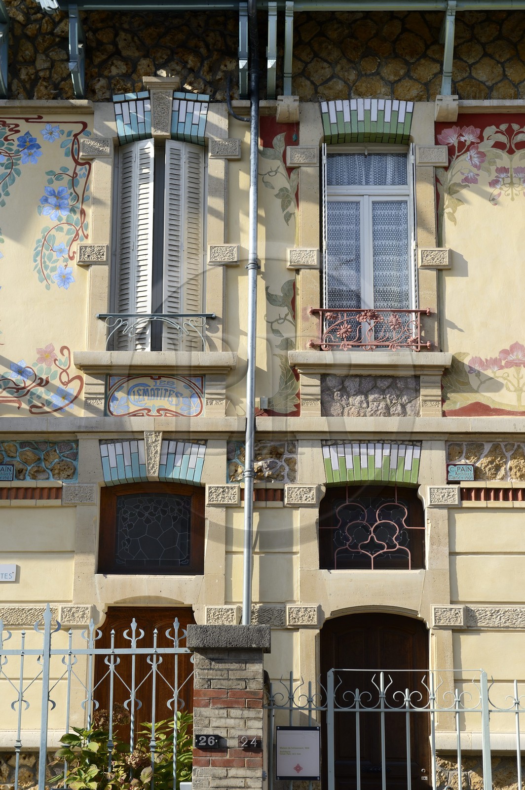 France, Meurthe-et-Moselle (54), Nancy, rue Félix Faure, maison de lotissement Art Nouveau de l'architecte Cesar Pain, villa Les Clématites