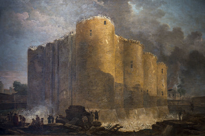 France, Paris (75), quartier du Marais, Musée Carnavalet, tableau (détail) de La Bastille dans les premiers jours de sa démolition par le peintre Hubert Robert (1789)