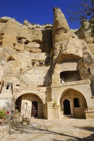 Turquie, Anatolie Centrale, province de Nevsehir, Cappadoce classée Patrimoine Mondial de l'UNESCO, Ürgüp, hôtel de luxe Yunak Evleri dans les anciennes maisons troglodytiques