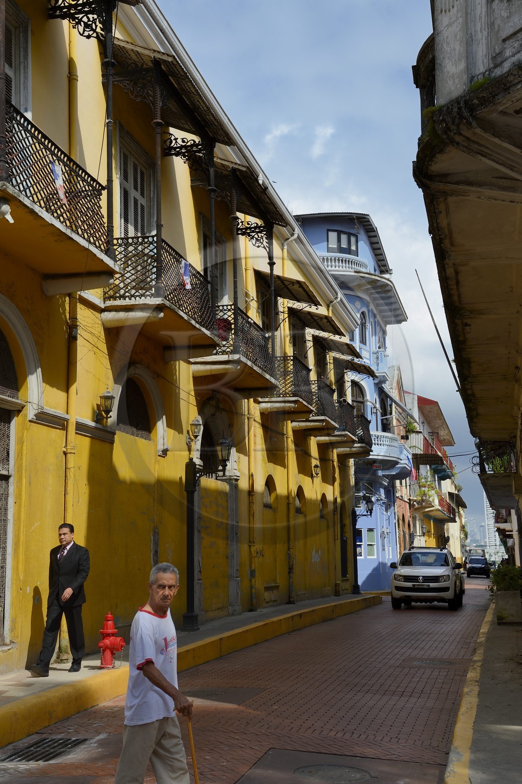 Panama, Panama City, district historique classé Patrimoine Mondial de l'UNESCO, quartier de Casco Antiguo (Viejo), maisons de la vieille ville dans la calle 8a Oeste