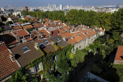 France, Paris (75), 20ème arr, La campagne à Paris du quartier Mouzaïa maisons avec jardins au coeur de la ville