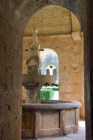 France, Var (83), Abbaye cistercienne du Thoronet, la fontaine du cloitre