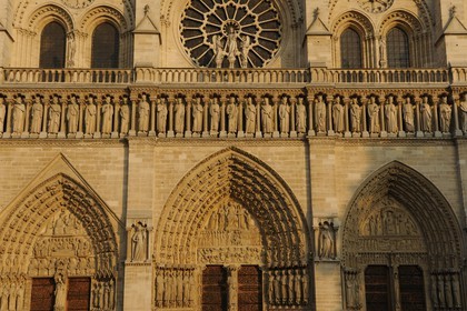 France, Paris (75), Ile de la Cité, cathédrale Notre-Dame de Paris, la façade occidentale avec la galerie des Rois