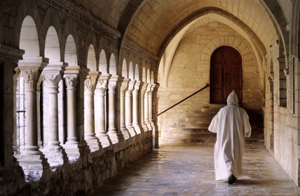 France, Drôme (26), Montjoyer, abbaye cistercienne Notre-Dame d'Aiguebelle, le cloître