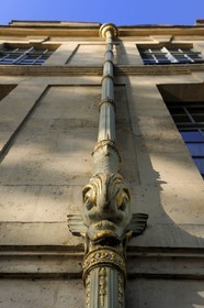 France, Paris (75), île Saint Louis, gouttières  de l'hôtel particulier Lauzun sur le quai d'Anjou