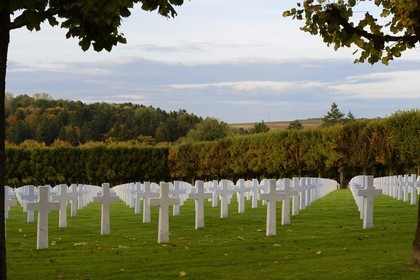 France, Meuse (55), le cimetière américain de Romagne-sous-Montfaucon, 14 246 américains ayant combattu lors de la Première Guerre mondiale y sont enterrés