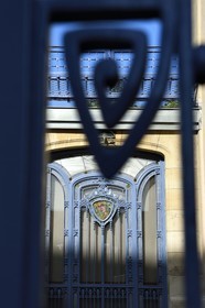 France, Meurthe-et-Moselle (54), Nancy, musée de l'Ecole de Nancy dans l'ancienne propriété d'Eugène Corbin, vitrail sur la porte principale
