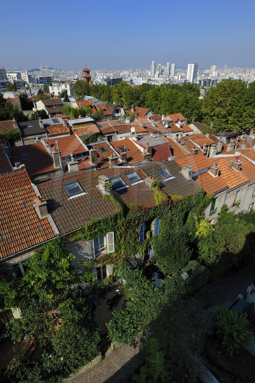 France, Paris (75), 20ème arr, La campagne à Paris du quartier Mouzaïa maisons avec jardins au coeur de la ville